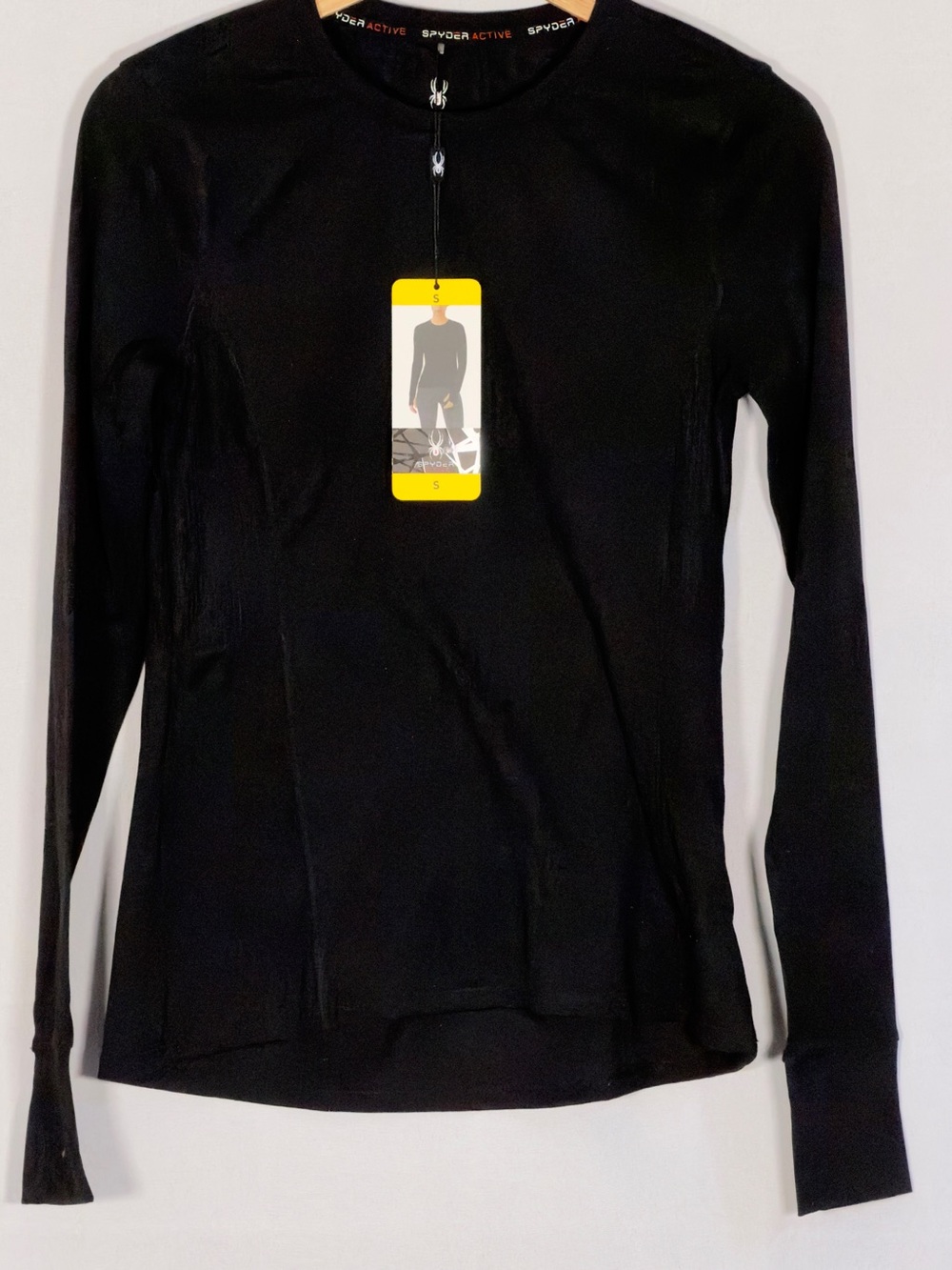 NWT Spyder Active Top Womens Small Black Long Sleeve Crewneck Base Layer